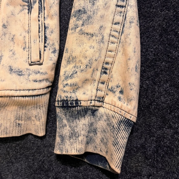 True Religion Men Medium Denim Jimmy Jacket Distressed White Tide Wash - Picture 5 of 7